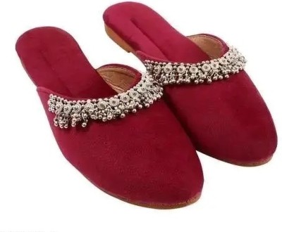 Honest collection Ethnic Jutis Stylish Comfortable Mojari Bellies For Women(Maroon , 8)