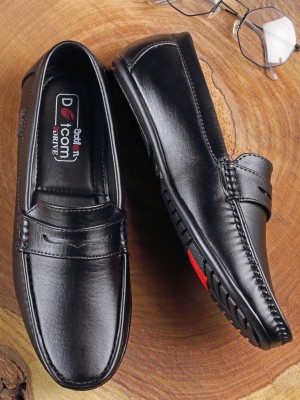 action Action Dotcom DRIVE-42 Light Weight,Comfortable,Trendy, Synthetic,Leather Loafers For Men(Black)