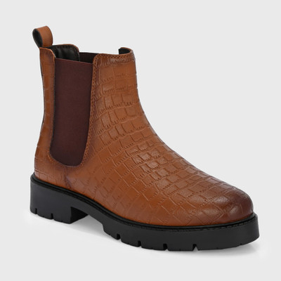 Roadster Stylish Textured Ankle Length Versatile Boots For Women(Tan , 3)