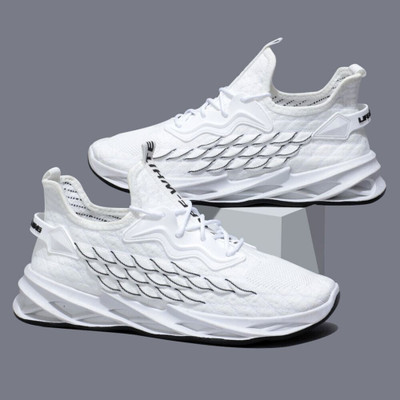 RapidBox Dynamite Lace-Up Sneakers For Men(White , 10)