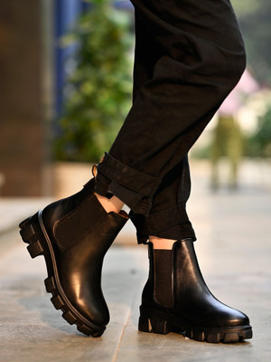 SHOETOPIA Boots For Women(Black , 7)