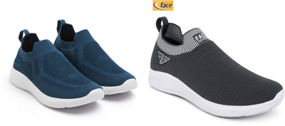 Face Stylish Sports Sneakers foR ALL | Lightweight Walking Shoes. Sneakers For Men(Grey, Blue , 8)