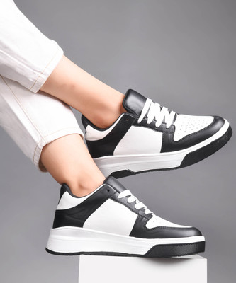 jm looks Women Casual Shoes Sneakers Lace-up Comfortable Breathable Cushion Insole Sneakers For Women(Black , 4)