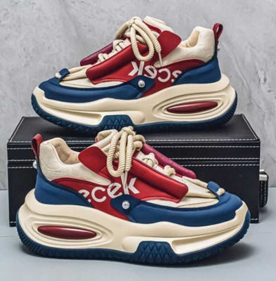 pinstyle Men’s Performance Shoes for Active Comfort Casuals For Men(Red , 6)