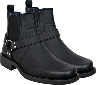 HX London biker boots Boots For Men(Black , 9)
