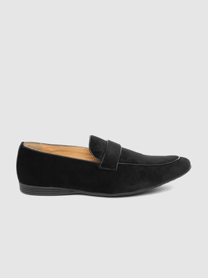 House of Pataudi Men Black Velvet Finish Handcrafted Slip-Ons Slip On Sneakers For Men(Black , 11)