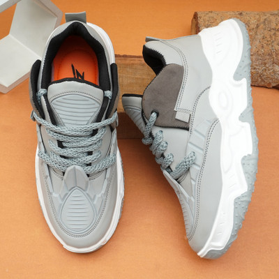 Zixer Casual Shoes For Men Sneakers || Mens Boys Stylish chunky Ankle sneaker for men High Tops For Men(Grey , 9)