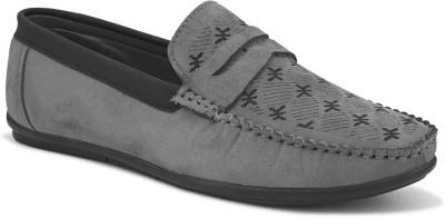 KILLER SS24 3063 Grey Suede Loafers Loafers For Men(Grey , 8)