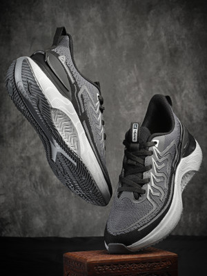 action Athleo NITRO 1403 Lightweight Comfortable Stylish Sports Lace Up Running Shoes For Men(Grey, Black , 10)