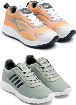 Face Men’s Sports Running Shoes – Lightweight, Breathable & Comfortable Running Shoes For Men(Orange, Grey , 8)