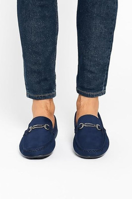 WELLWALK Suede Buckle Loafers for Men Loafers For Men(Black , 6)