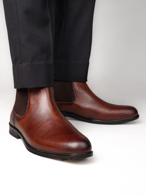 ALBERTO TORRESI Tan Leather Chelsea Boots for Men Boots For Men(Tan , 11)