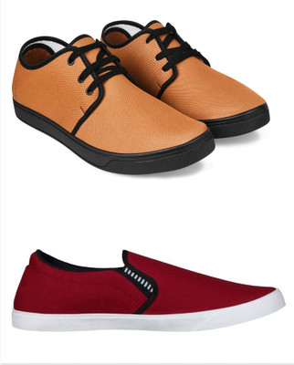 Free Kicks Combo Of 2 Shoes FK-205 & FK-Fitman Sneakers For Men(Maroon , 7)