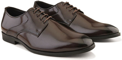 House of Pataudi House of Pataudi Men Textured Lace-Ups Formal Derbys For Men(Brown , 9)