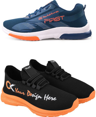 Free Kicks Combo Of 2 Shoes FK-574 & FK-409 Sneakers For Men(Orange , 6)