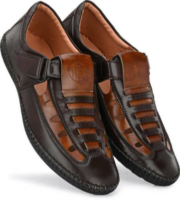 Lorence Fashion Hub LaserCut Casual Sandals For Men (Brown) Loafers For Men(Brown , 9)