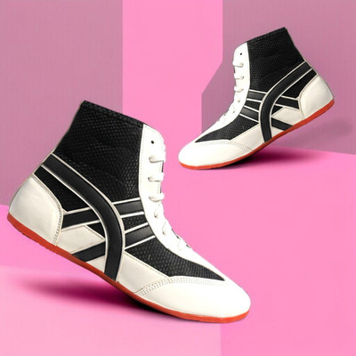 dagur industries Pro Kabaddi Shoes for Men | High Grip Non-Marking Sole Wrestling Shoes For Men(Black, White , 9)