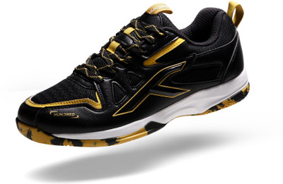 Hundred Xoom II Badminton Shoes For Men(Black, Gold , 11)