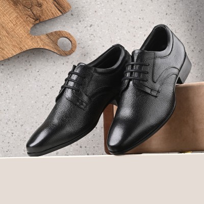 AUSERIO Genuine Leather Formal Shoes Light|Comfort|Trendy|Premium Shoes Derby For Men(Black)