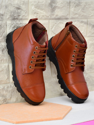 ERIX Pure Leather Police/Army/Official Officer Class/NCC/ driving/daily use Boots For Men(Tan , 9)