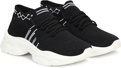 Kraasa Lightweight, Comfortable, Cushioned Footbed Walking Shoes For Women(Black , 6)