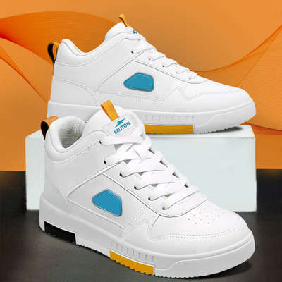 BRUTON White Trendy & Stylish Casual Shoes Sneakers For Men(White , 8)