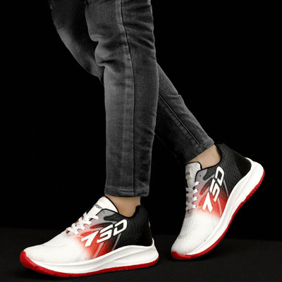 TROTUS Rich Quality|Lighweight||Casualwear|Breathable Sneakers For Men(White, Red , 10)