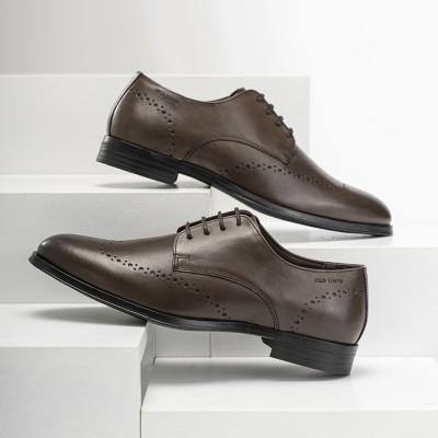 RED TAPE Formal Derby Leather Shoes | Real Leather Shoes With Low-cut Pattern Derby For Men(Brown)