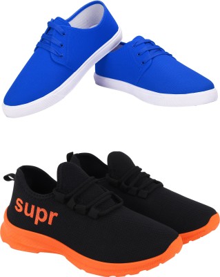 Free Kicks Combo Of 2 Shoes FK-201 & FK-411 Sneakers For Men(Orange)