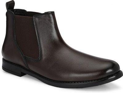Kavon Synthetic Leather chelsea Boots For Men(Brown , 10)