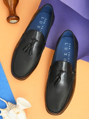 SAN FRISSCO Genuine Leather Loafers For Men(Black)