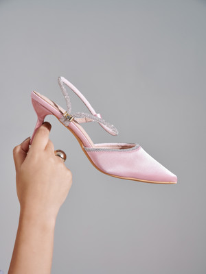 footlabb Vegan Leather Trending Pointed Heels for women Casuals For Women(Pink , 5)