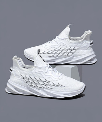 RapidBox Dynamite Lace-Up Sneakers For Men(White , 8)