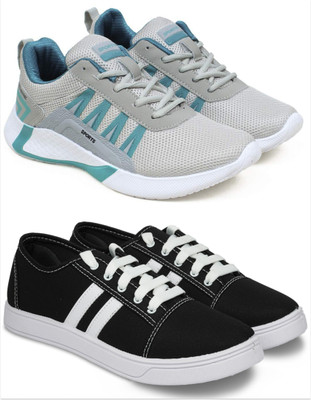 Free Kicks Combo Of 2 Shoes FK-447 & FK-Camp Sneakers For Men(Black , 7)