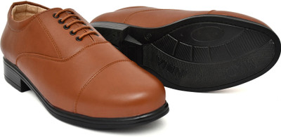 BTOM Lightweight Faux Leather Police and Oxford Police Shoes for Men Boots For Men Oxford For Men(Brown , 9)