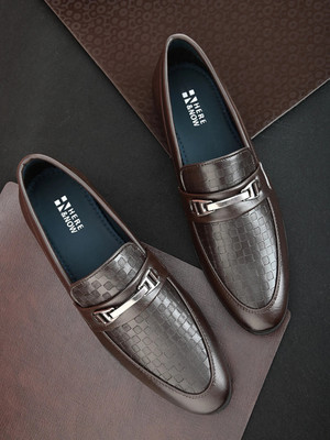 HERE&NOW Brown Horsebit Formal Stylish Driving Shoes For Men(Brown , 9)