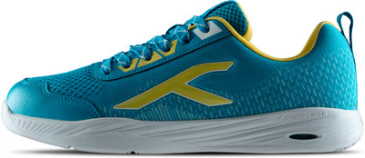 Hundred Court Flyer Non Marking Badminton Shoes For Men(Blue, Yellow, White , 6)