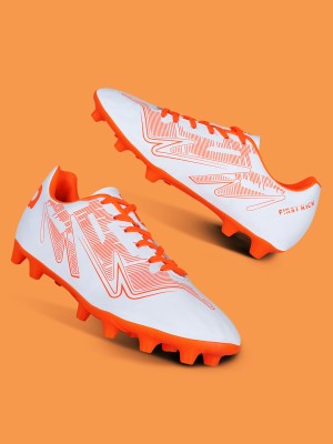 AIVIN First Kick Football Shoes For Men(White, Orange , 10)