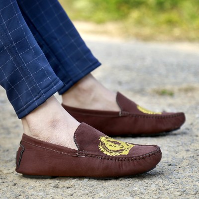Sabates Suede Loafer Shoes For Men |Suede Material Stylish Slip On Loafers For Men Loafers For Men(Brown)