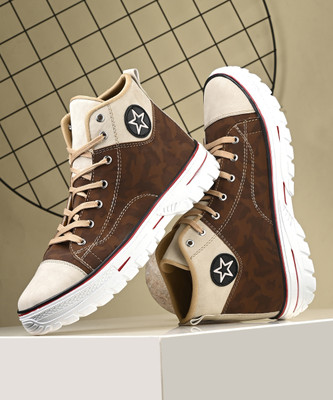 Bucik BCK4022 Lightweight Comfort Extra Soft Summer Trendy Premium Stylish Party High Tops For Men(Brown , 9)