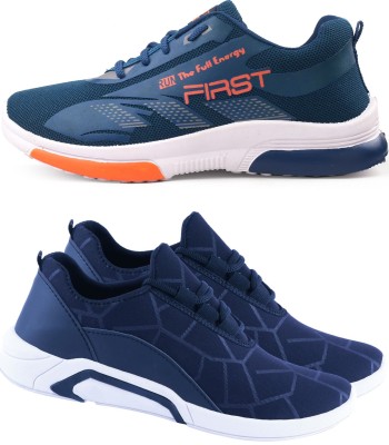 Free Kicks Combo of 2 || FK- Lysha & 574 Latest Running Shoes For Men(Navy, Blue , 7)