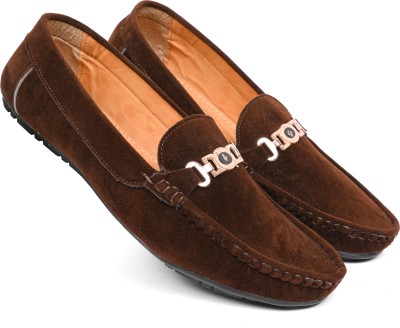 Lorenzo Basics Men's Horsebit Buckle Outdoor Comfort Loafer Shoes Driving Shoes For Men(Brown)
