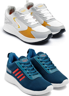 Face Men’s Sports Running Shoes – Lightweight, Breathable & Comfortable Running Shoes For Men(Yellow, Blue , 7)