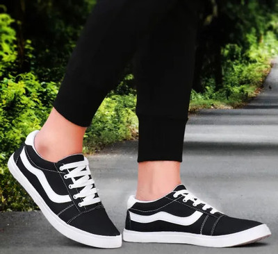 BOKZZON Sleek black sneakers men – stylish casual shoes for men comfy man shoes Sneakers For Men(Black , 9)