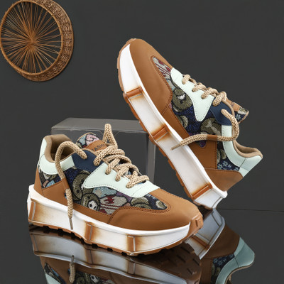Empeno Chunky & Fashionable Sneaker | Running Shoes with Rubber Outsole Sneakers For Men(Tan , 7)