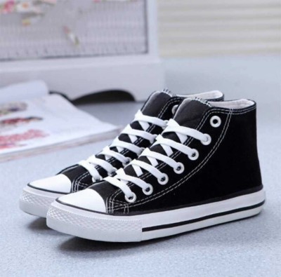 My Walk Men Black and White High-Top Casual Sneakers ,Ankle Length boots, High Tops For Men(Black)