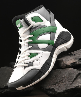 HRX by Hrithik Roshan HRX-123 01 Basketball Shoes For Men(White, Grey, Green , 10)