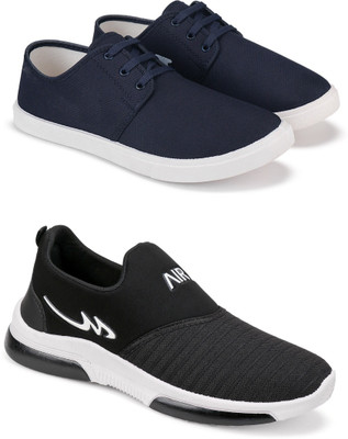 Free Kicks Combo Of 2 Shoes FK-201 & FK-Mexico Sneakers For Men(Black , 7)
