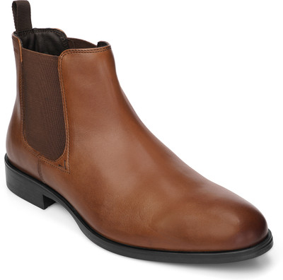THOMAS CRICK Thomas Crick Chelsea Genuine Leather Slip-On Boots with Cushioned Ortho Insole Boots For Men(Tan , 10)