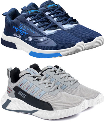 BRUTON Combo of 2 Pack Running Shoes For Men(Blue, Grey , 10)